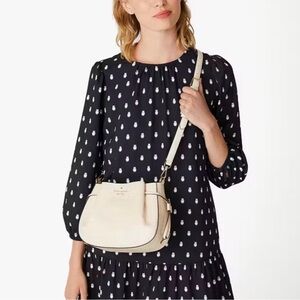 Kate Spade Dumpling Croc Embossed Leather Crossbody, Bare Color